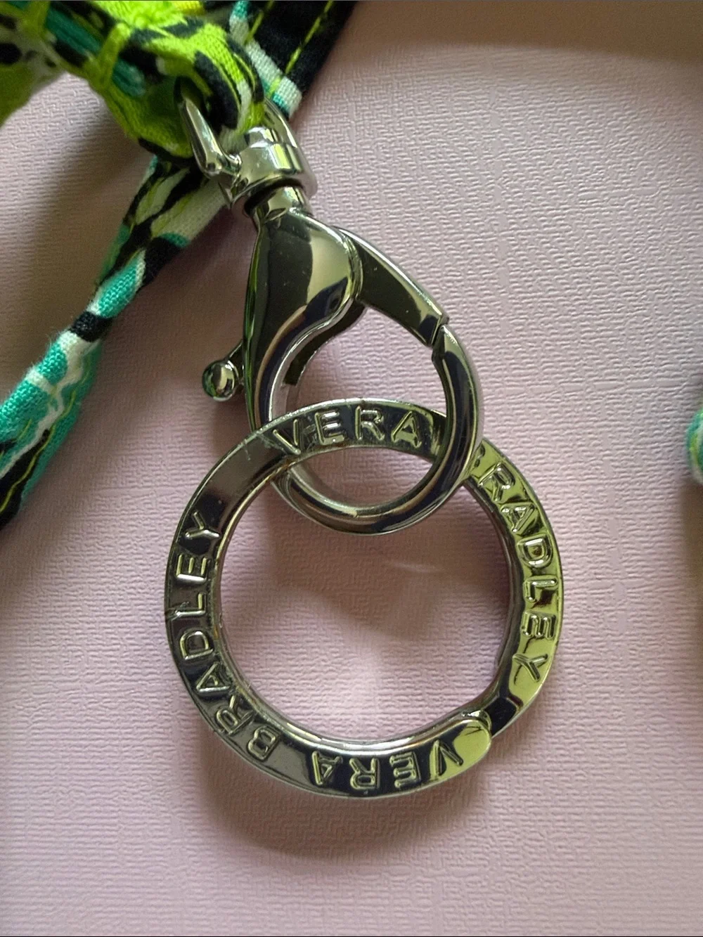 🖤Vera Bradley “Limes Up” RETIRED Lanyard Keyring Yellow, Green, Teal, Black